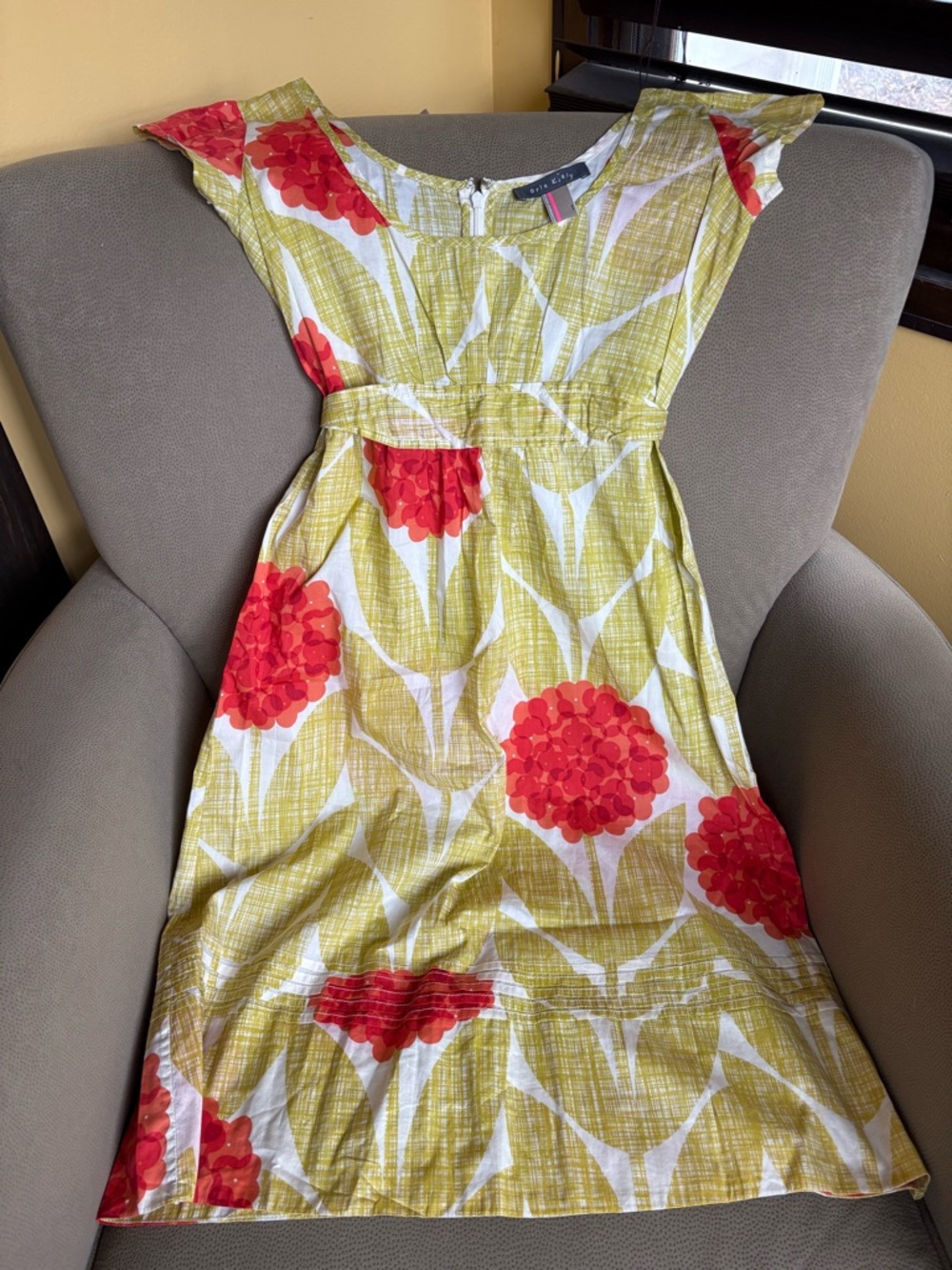 Orla Kiely Chartreuse and White Patterned Dress